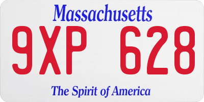 MA license plate 9XP628