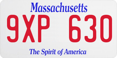 MA license plate 9XP630