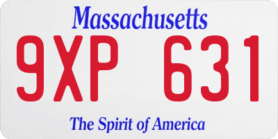 MA license plate 9XP631