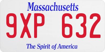 MA license plate 9XP632