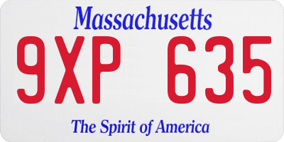 MA license plate 9XP635