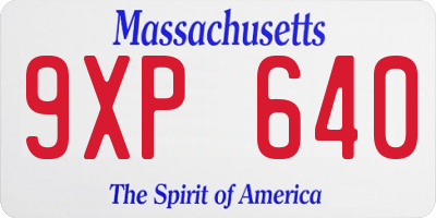 MA license plate 9XP640