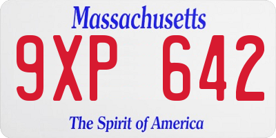 MA license plate 9XP642