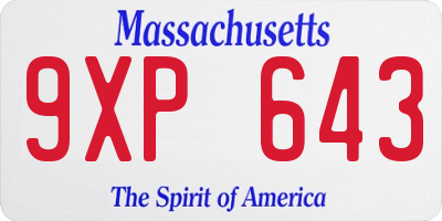 MA license plate 9XP643