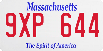 MA license plate 9XP644