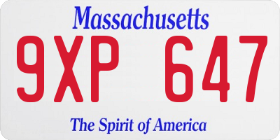 MA license plate 9XP647