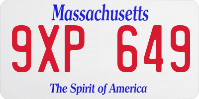 MA license plate 9XP649