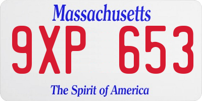 MA license plate 9XP653