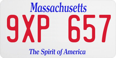 MA license plate 9XP657