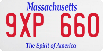 MA license plate 9XP660