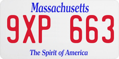 MA license plate 9XP663