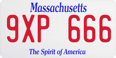 MA license plate 9XP666