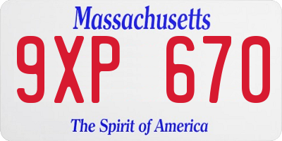 MA license plate 9XP670