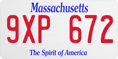 MA license plate 9XP672