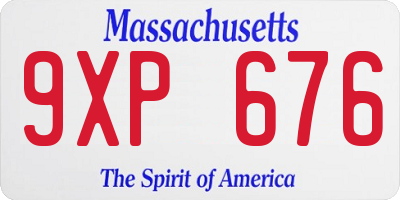 MA license plate 9XP676