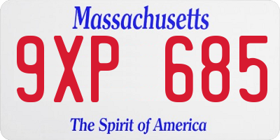 MA license plate 9XP685