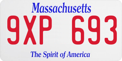 MA license plate 9XP693