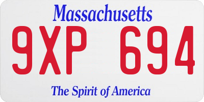 MA license plate 9XP694
