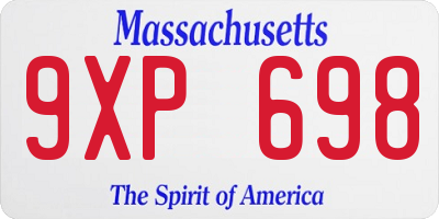 MA license plate 9XP698