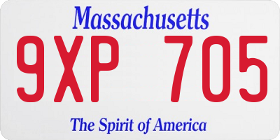 MA license plate 9XP705