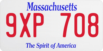 MA license plate 9XP708