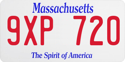 MA license plate 9XP720