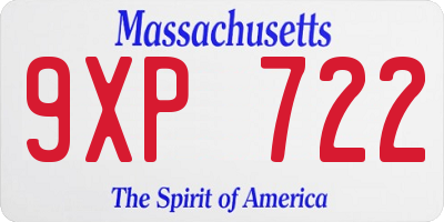 MA license plate 9XP722