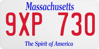 MA license plate 9XP730