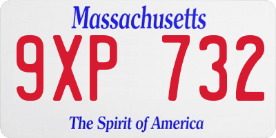 MA license plate 9XP732