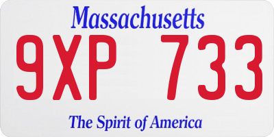 MA license plate 9XP733