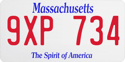 MA license plate 9XP734