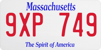 MA license plate 9XP749