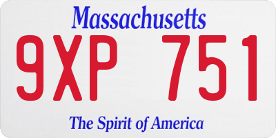 MA license plate 9XP751