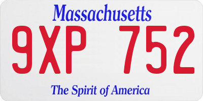 MA license plate 9XP752