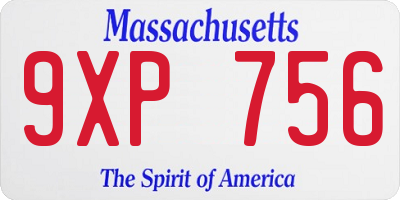 MA license plate 9XP756