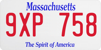 MA license plate 9XP758