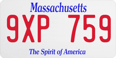 MA license plate 9XP759
