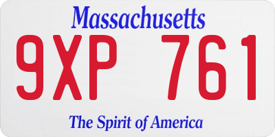 MA license plate 9XP761