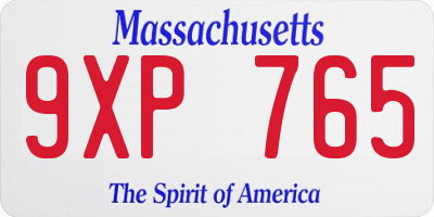 MA license plate 9XP765