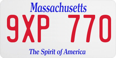 MA license plate 9XP770