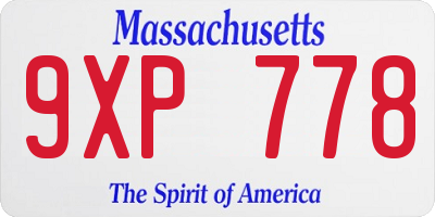 MA license plate 9XP778