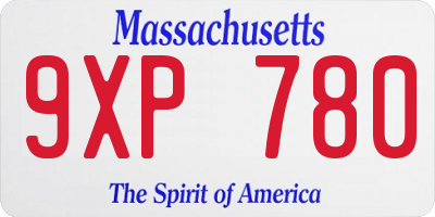 MA license plate 9XP780