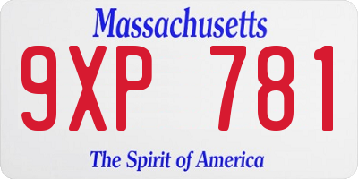 MA license plate 9XP781