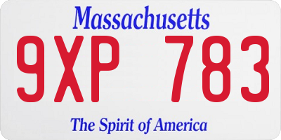 MA license plate 9XP783