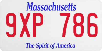 MA license plate 9XP786