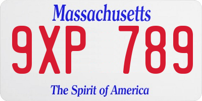 MA license plate 9XP789