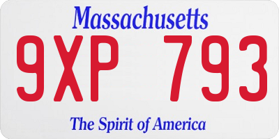 MA license plate 9XP793