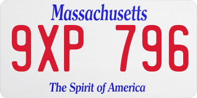 MA license plate 9XP796