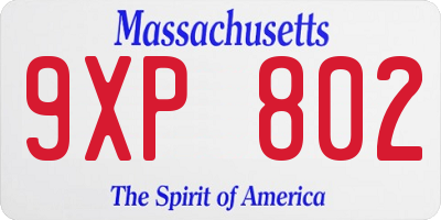 MA license plate 9XP802