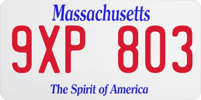 MA license plate 9XP803